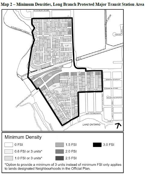 Excerpt from City Planning document proposing intensification targets., This excerpt is for Long Branch.